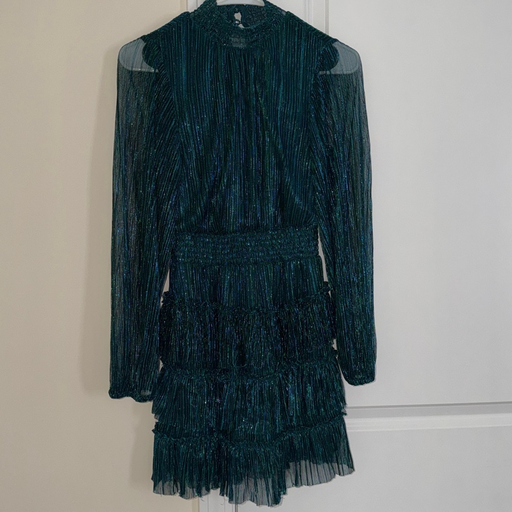 1. State Emerald Shimmer Long Sleeve Mini Dress